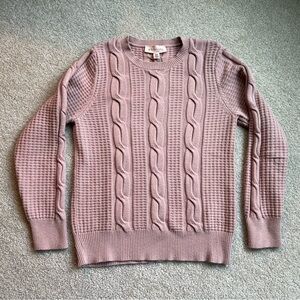 Philosophy Dusty Rose Cable Knit Crewneck Sweater